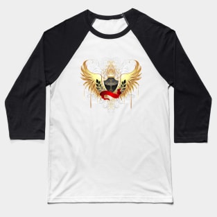 Black shield with golden wings Baseball T-Shirt